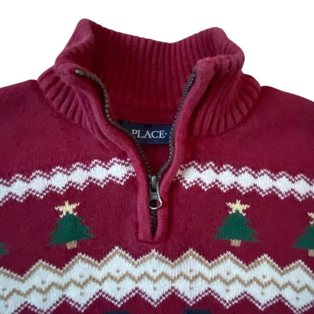 Vintage Children’s Place Holiday Cotton Sweater 10/12 1/4 zip Faire Isle Y2K